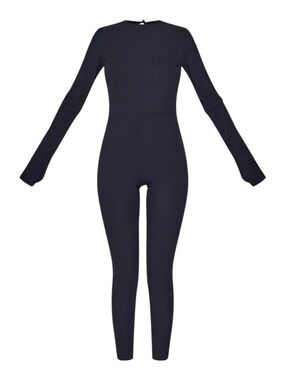 PrettyLittleThing Ribbed Jumpsuit Size 16 Long Sleeve Stretch NWT